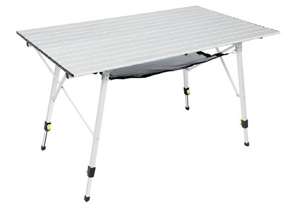 BH-KLV draagbare campingtafel met verstelbare poten, lichtgewicht aluminium opvouwbare strandtafel met draagtas voor buitenkoken, picknicken, strand, achtertuin, barbecue en feest