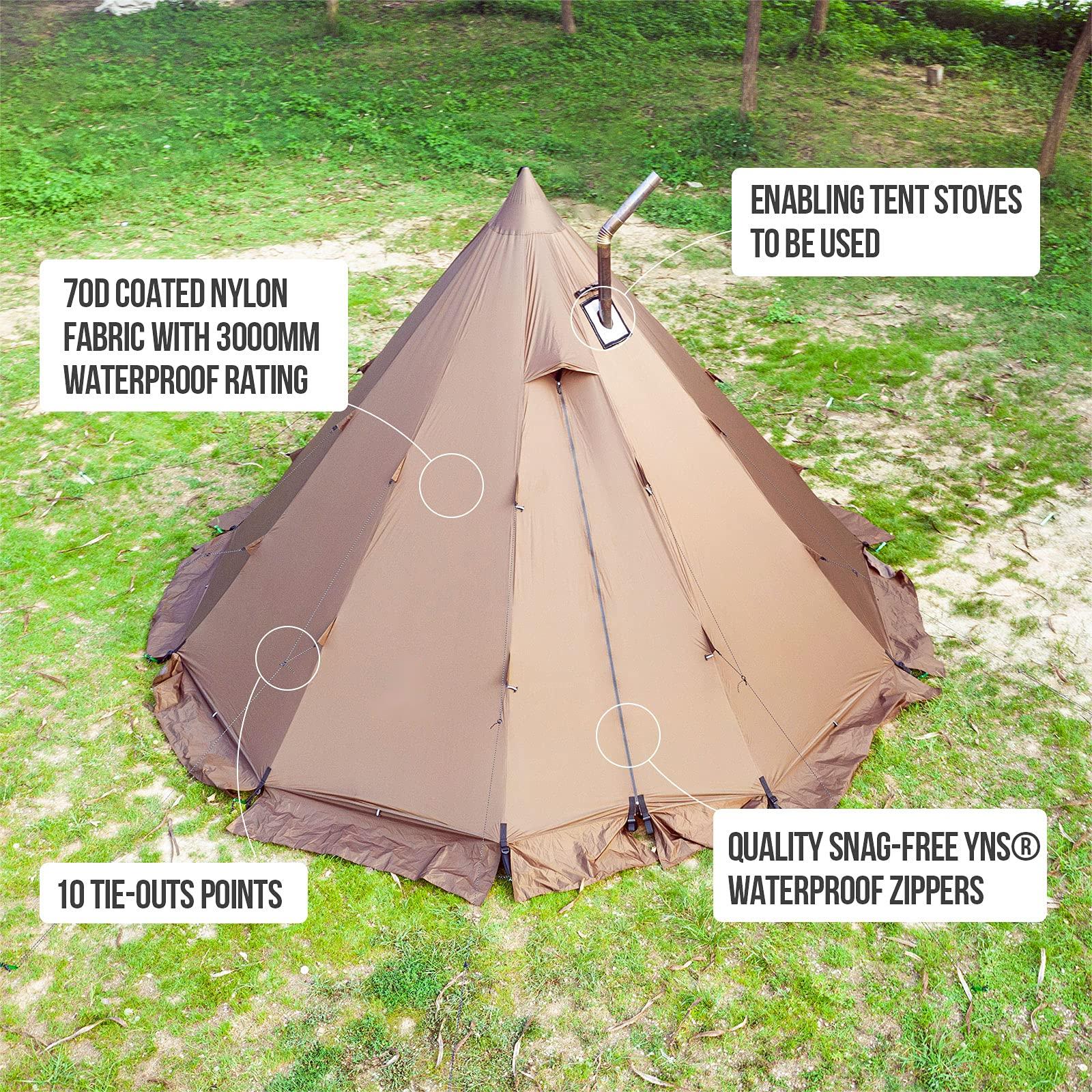 Porodični šator za kampiranje Veliki vodootporni Tipi šatori za 8 osoba Soba Teepee šator Instant Setup Dvoslojni