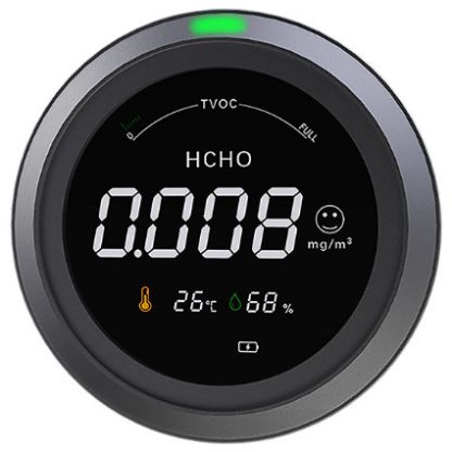 4 in 1 смарт ауа сапасы мониторы.TVOC/HCHO/температура және ылғалдылық жоғары дәлдік 0,001 мг дейін.Оқуға оңай үлкен экран.