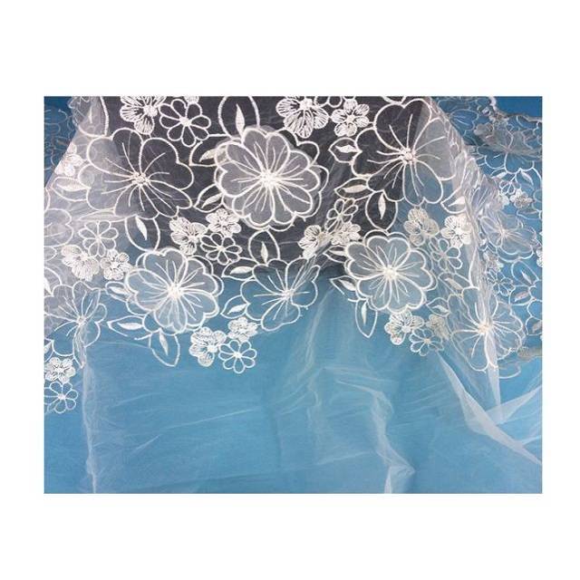 2021 wholesale price Embroidery Flower Lace - Royal blue 3d schiffli net lace embroidery fabrics for women dress – Bailong Lace