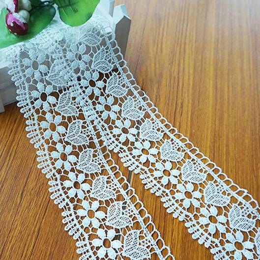 white guipure polyester water soluble lace trim for garment