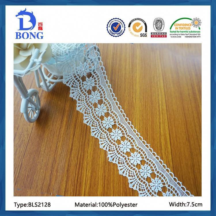Cheap PriceList for Lace For Bra - white guipure polyester water soluble lace trim for garment – Bailong Lace detail pictures