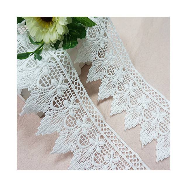 2019 new 3D fancy beautiful embroidered polyester flower chemical  lace trim for dress and garments