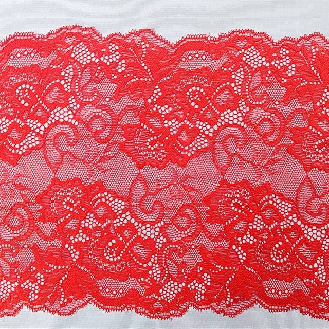 2021 China New Design Tulle Lace Trim - fashion hot sale 18cm red color sexy broad lace trim for woman lingerie and underwear – Bailong Lace