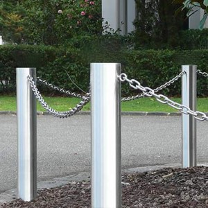 Metal Fixed Bollard Pole Street Parking Lot Steel Chain Barrier Pedestrian Stop