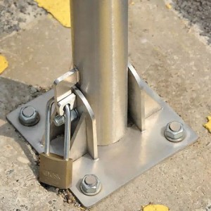 Fold ned stålstolpe Sammenleggbar låsbar parkeringsstolpe
