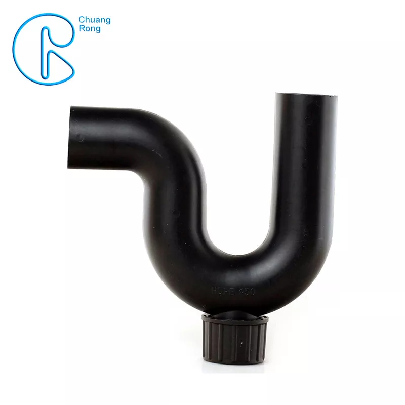 PN6 50 75 110mm HDPE Drainage Fittings Siphon P Trap With Inspection Hole