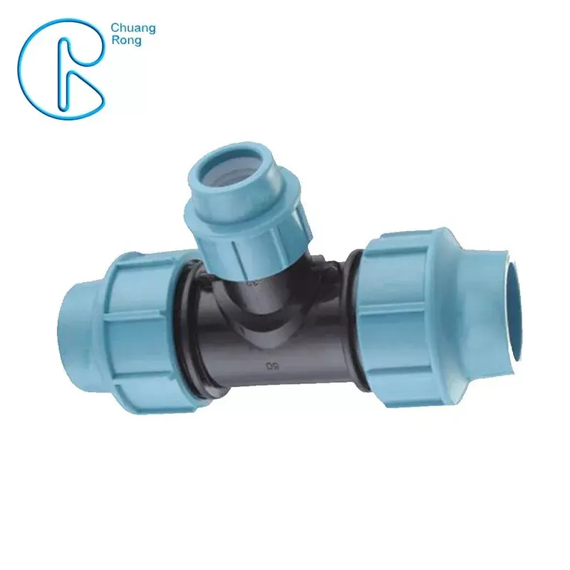 16 Bar PP Compression Fitting , Tube Reducing Compression Tee For Plastic Pipe Connect 