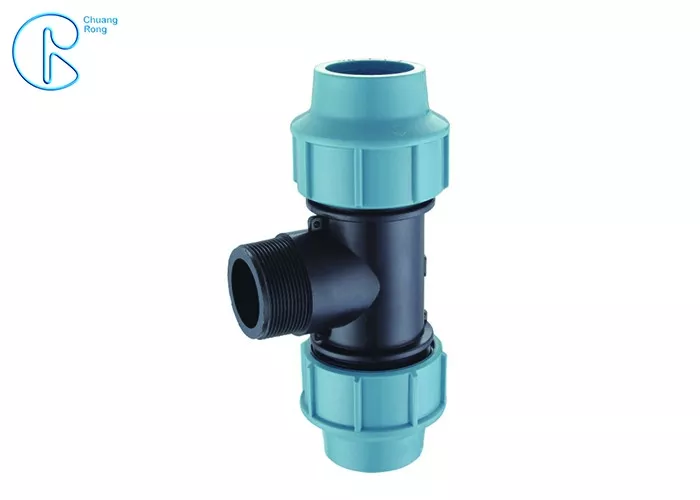 Durable PP Compression Male Tee For HDPE Pipes Water Supply And Irrigation