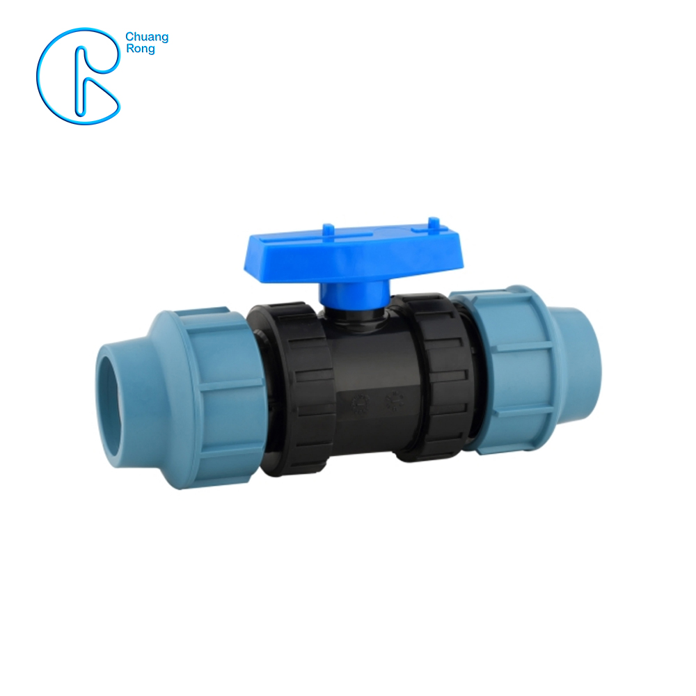 China Wholesale Pp Compression Fittings Pricelist –  Round Head Blue Fittings PP Compression Ball Valve For Irrigation – CHUANGRONG