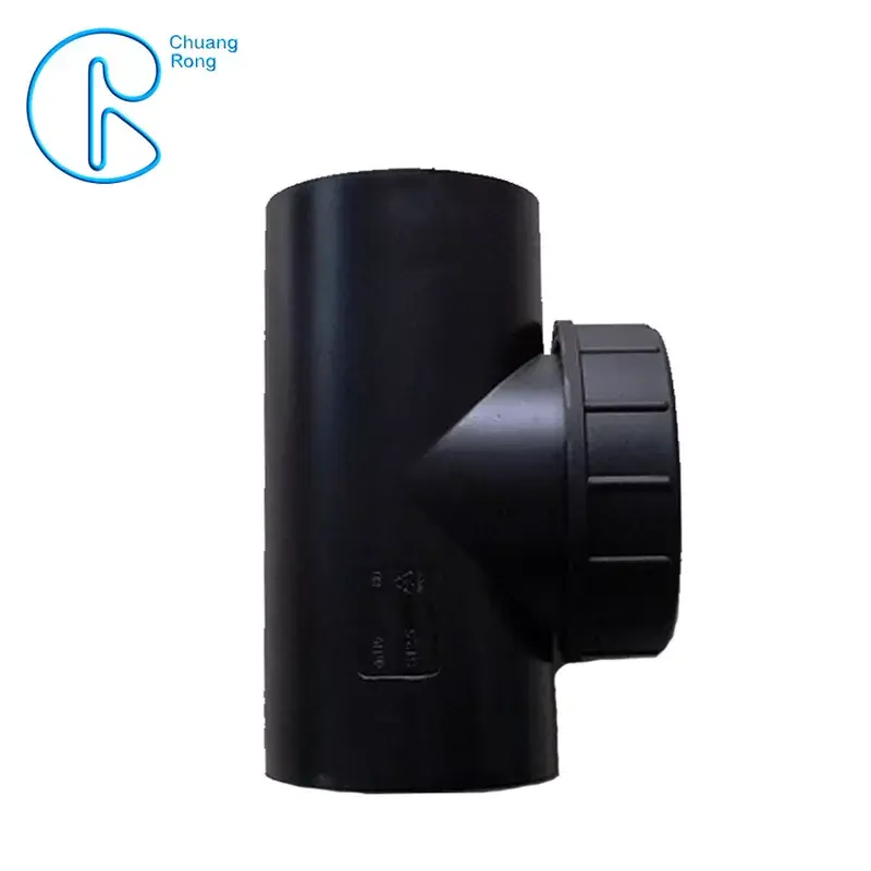 PE100 SDR26 PN6 50-315 mm Tub d'accés HDPE Obertura d'inspecció de 90 ° amb brida rodona o amb brida cega de SS