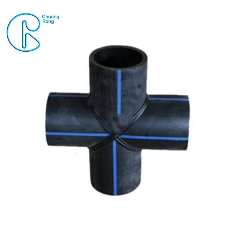 Special Design  PE100  Fabricated Cross Fitting PE Pipe Segment Welded Cross Butt Fusion  Fitting