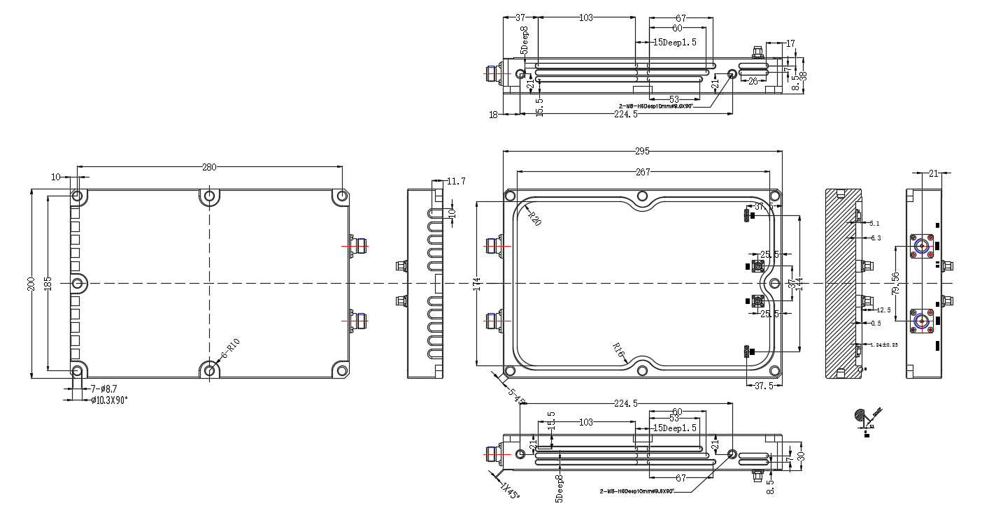 Conector Duplexer de Cavidade SMA-F 2500-2690MHz Baixa Perda de Inserção CMH000127-A-B7 (1)