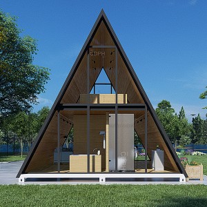 luxury A frame prefabricated steel structure triangle house tiny home for hotel
