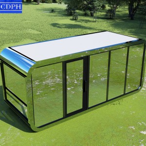 new design steel structure house glass apple cabin 2 bedroom living home