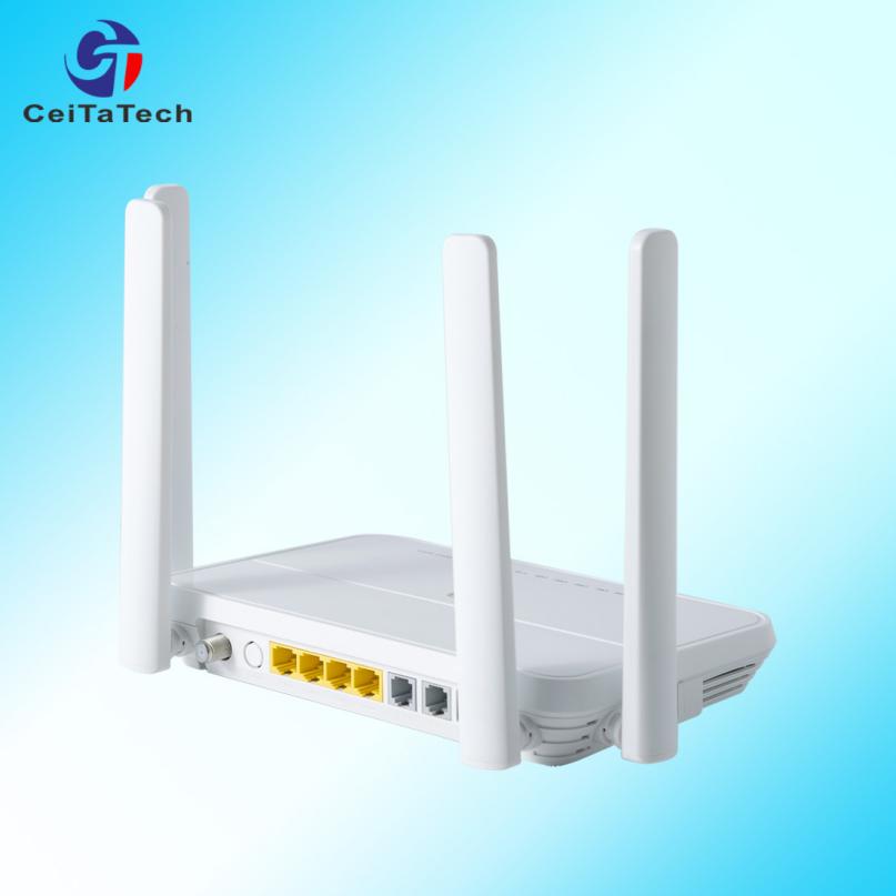 AX1800 WIFI6 4GE WIFI CATV 2POTs 2USB ONU ONT (routeur) double bande 2,4 et 5,8 GHz