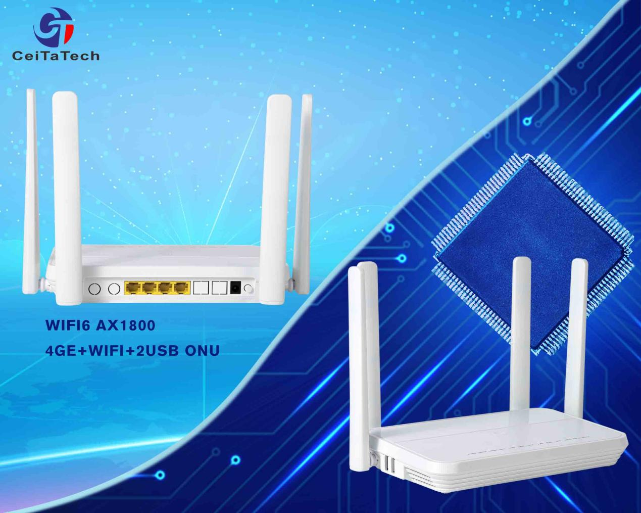 WIFI6 AX1800 wireless network ceev 4GE Gigabit network chaw nres nkoj 2 USB interfaces (ib tus qauv USB2.0 thiab ib tus qauv USB3.0) Game ONU