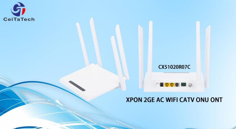 XPON Dual-band (Adaptif GPON dan EPON OLT) 2GE A WIFI CATV ONU ONT