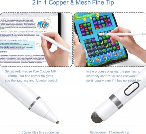 Universal Pen Compatible with iOS and Android Touch Phone/Samsung/Tablet Rechargeable Stylus for Drawing and Writing