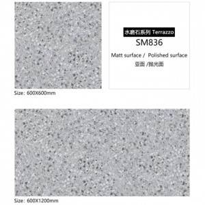 600X600 Rustic Nature Stone Glitter Look Matte Finish Terrace Floor Terrazzo Tile
