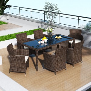 wholesale All Weather Outdoor Garden Dinning set Space Saving Rattan Furniture Set