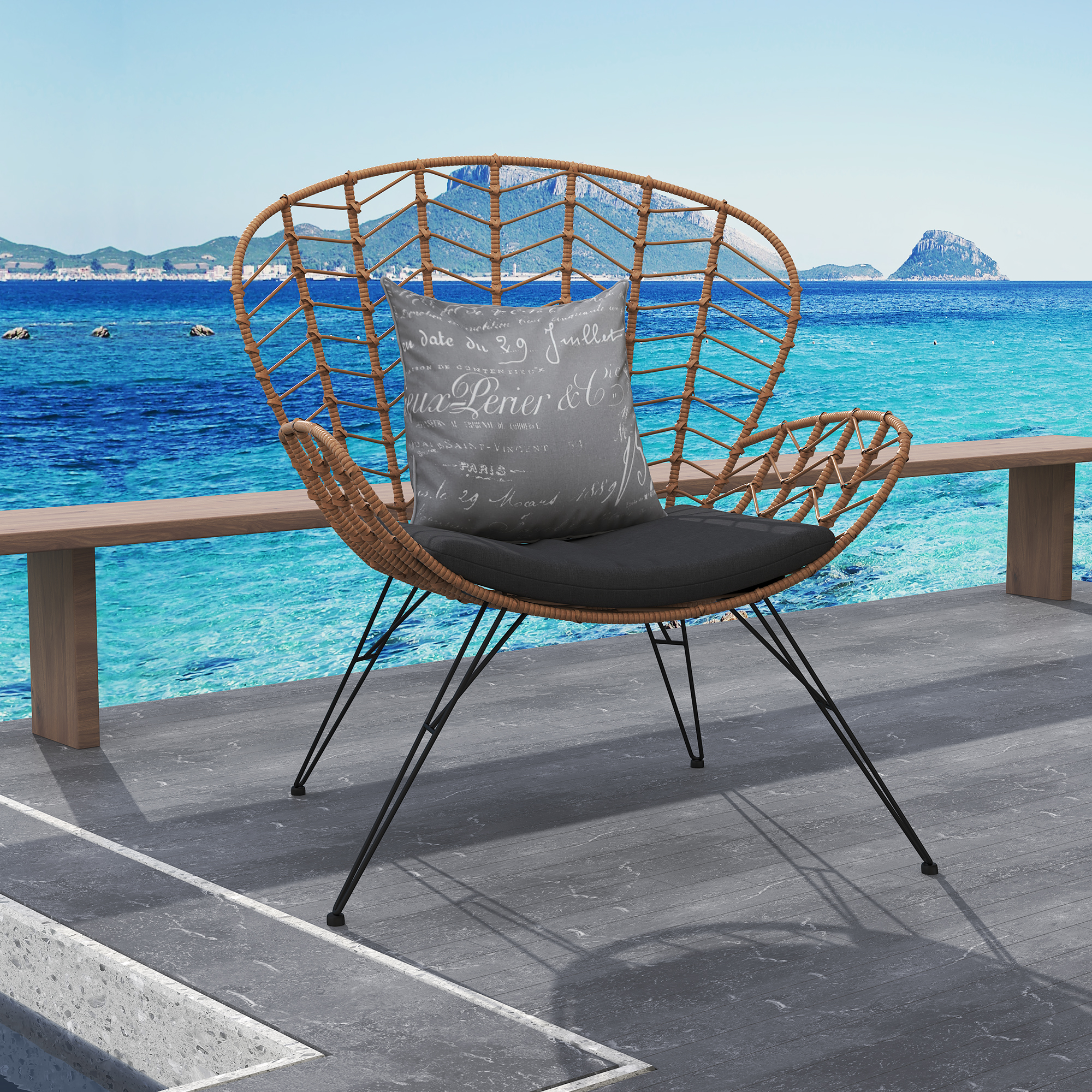 Wholesale Patio Furniture Outdoor Garden Rattan Woven Rope Dining Chair