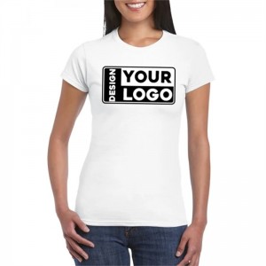 180GSM 100% Baumwolle Kundenspezifisches Logo Gedruckte leere T-Shirts Großhandel Einfaches Werbe-Frauen-T-Shirt