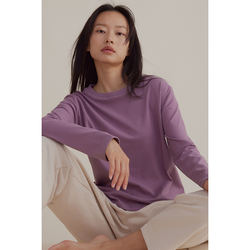 Color sólido deportes manga larga Yoga Fitness elegante mujer logotipo personalizado camiseta mujer