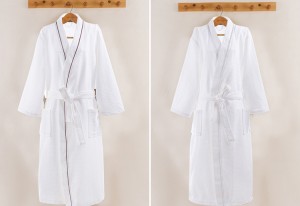 Women Lengthened Shawer Bathrobe Home Clothes Long Sleeved Sleepwear Pocket Soft Pajamas