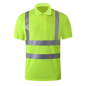 100% Polyester Wicky Hi Viz Breathable Reflective Safety Polo T-Shirts for Work Wear in Fluoresecent Color