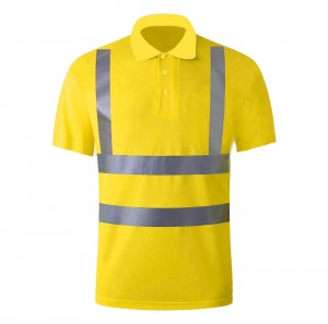 100% Polyester Wicky Hi Viz Breathable Reflective Safety Polo T-Shirts for Work Wear in Fluoresecent Color