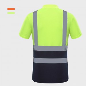 Dry Fit Safety Hi Viz Reflective Safety Apparel Moisture Wicking Lightweight Polo T-Shirt