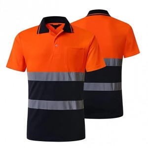 100% Polyester 140g Mesh Hi Vis Polo Shirt Construction Work Shirts Reflective Safety Polo Shirt