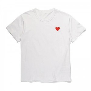 Moda Casal T-Shirt Casual Bordado Single Love-Heart Respirável T-Shirt Casual Summer Outfits Homem Mulheres T-shirts