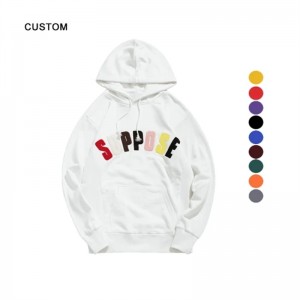 Multi-Colored Chenille Patch Hoodie Customized Lightweight Fleece Drop Shoulder Patchwork Hoodies