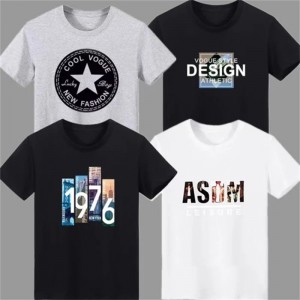 Wholesale Cheap Short Sleeves T-Shirt Thin Section White Print Round Neck Men’s T-Shirts