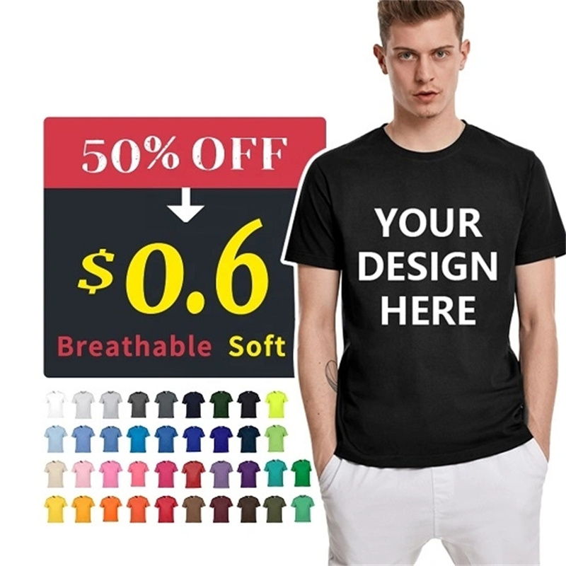 Wholesale Custom 100% Cotton Printing Men Printed Plain White and Black T Shirt Featured Image