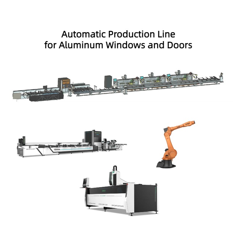 Automatic production line for aluminum window and door