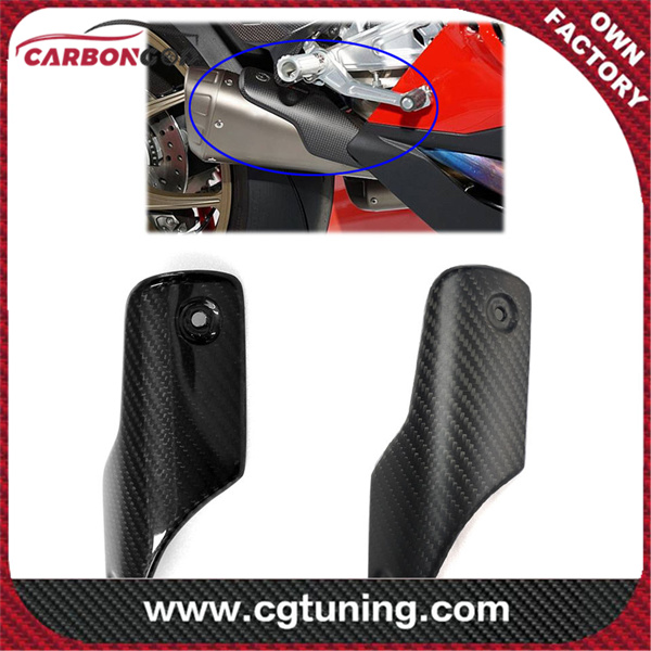 Carbon Fiber Motorcycle Exhaust Pipe Decoration Patch Heat Insulation Protector Heat Shield 2018+ For Ducati Panigale V4 V4S/V4R