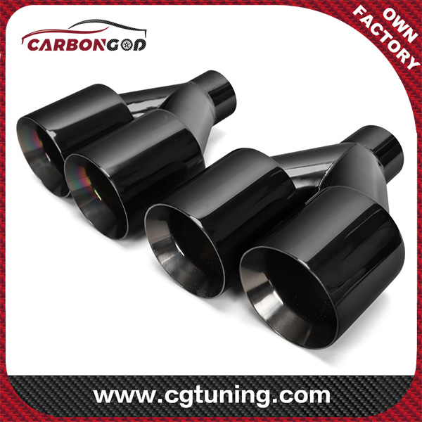 universal 2.5” dual car exhaust tip muffler chrome black vehicle carbon fiber tailpipe