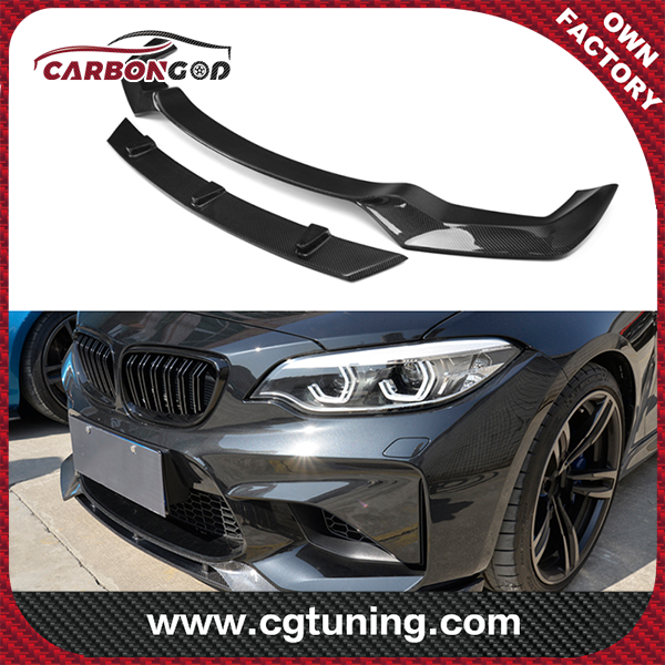 Real Carbon Fiber Front Bumper Lip Spoiler Splitters for BMW F87 M2 Coupe 2D 2014 – 2018 Front Bumper VS Styling