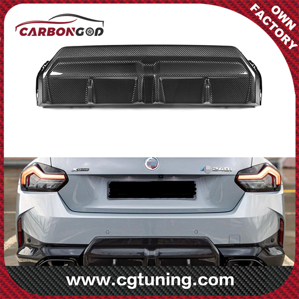 For BMW New 2 Series G42 Coupe M sports Dry Vacummed Carbon Fiber M Performance rear bumper diffuser lip