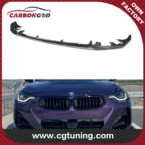 For BMW New 2 Series G42 Coupe M sports Dry Vacuumed Carbon Fiber M Performance front bumper lip splitters