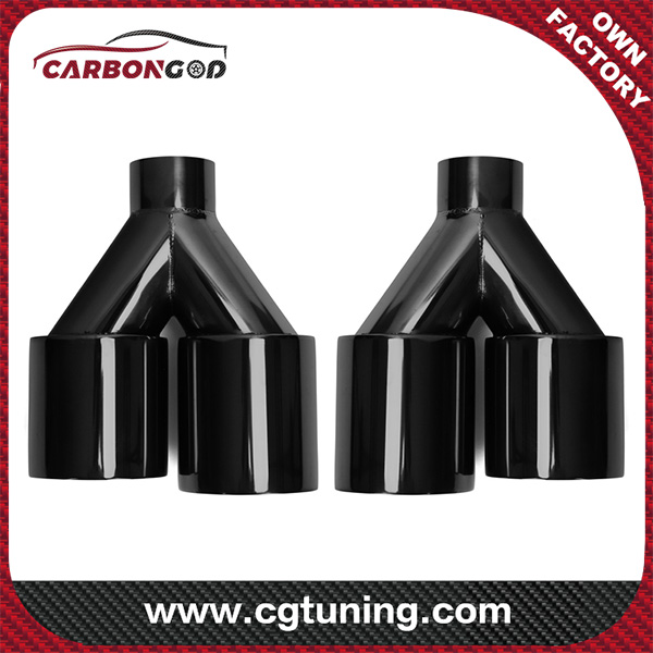 universal 2.5”  chrome black vehicle tailpipe dual car Carbon Fiber exhaust tip muffler