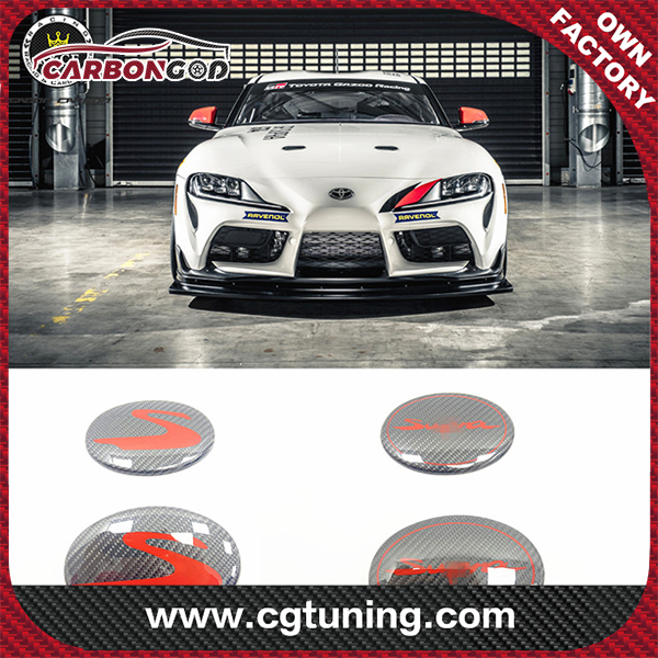 2020+ Supra A90 A91 MK5 Replacement Glossy Carbon Fiber Front & Rear Emblem Badge for Toyota  GR Supra