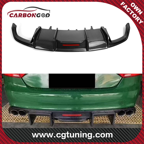 For Audi A7 Sline S7 Bumper 2016-18 Carbon Fiber Rear Spoiler Diffuser Bumper Guard Protector Skid Plate Cover With Led Light