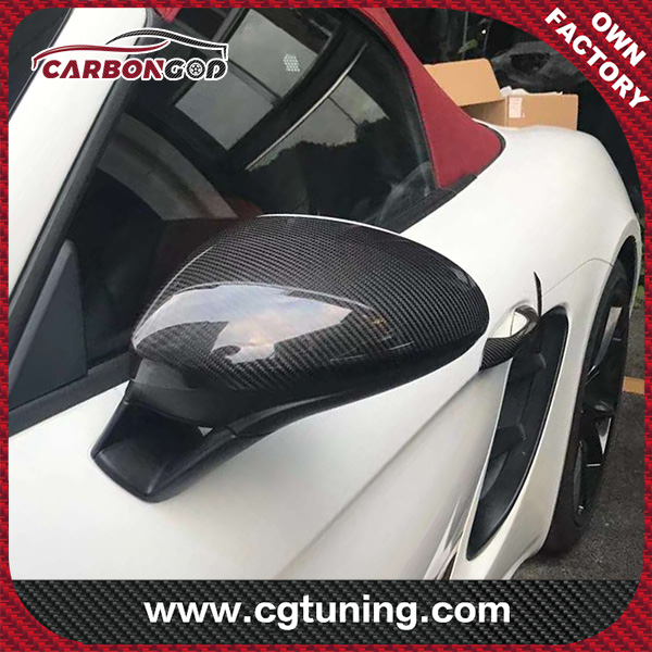 Hot Selling 982 mirror cover For Porsche 718 2016+ Dry Carbon Fiber Car Mirror Cover stick on style  Rear View