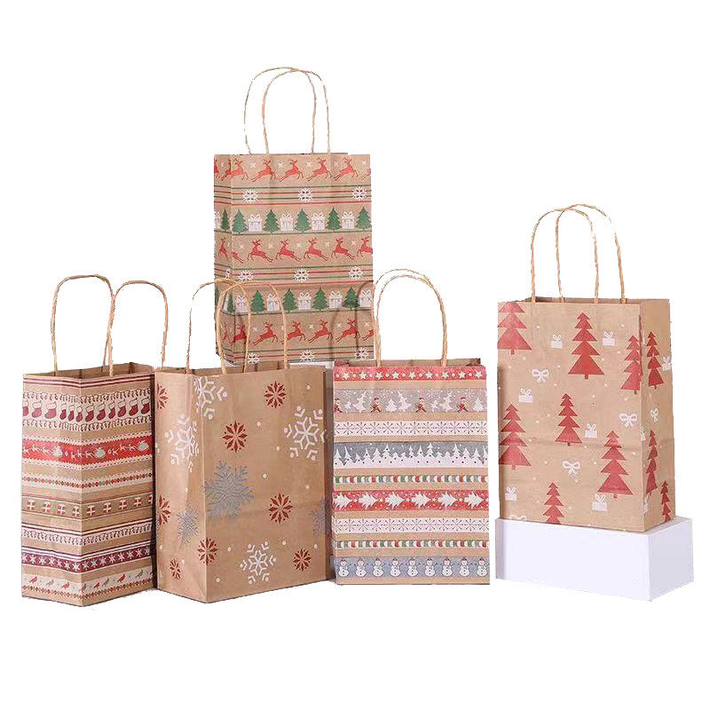 Hot New Products Christmas Paper Gift Bag - Natural Kraft Paper Bags Kit For Christmas Festival – Caihuan