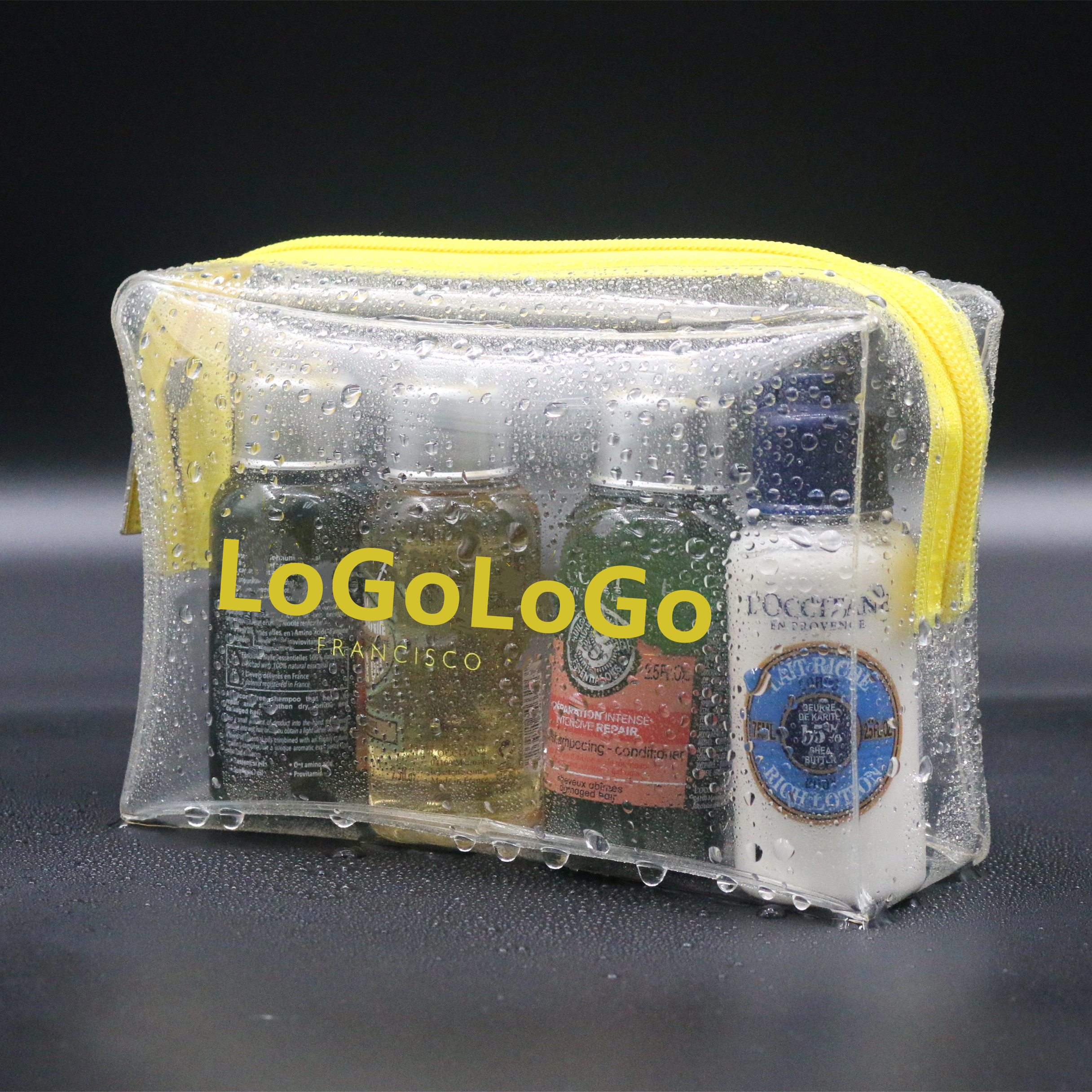 Wholesale Biodegradable PVC Clear Zipper Makeup Bag Custom Logo Transparent PVC Cosmetic Bag Waterproof Unisex Toiletries Bag