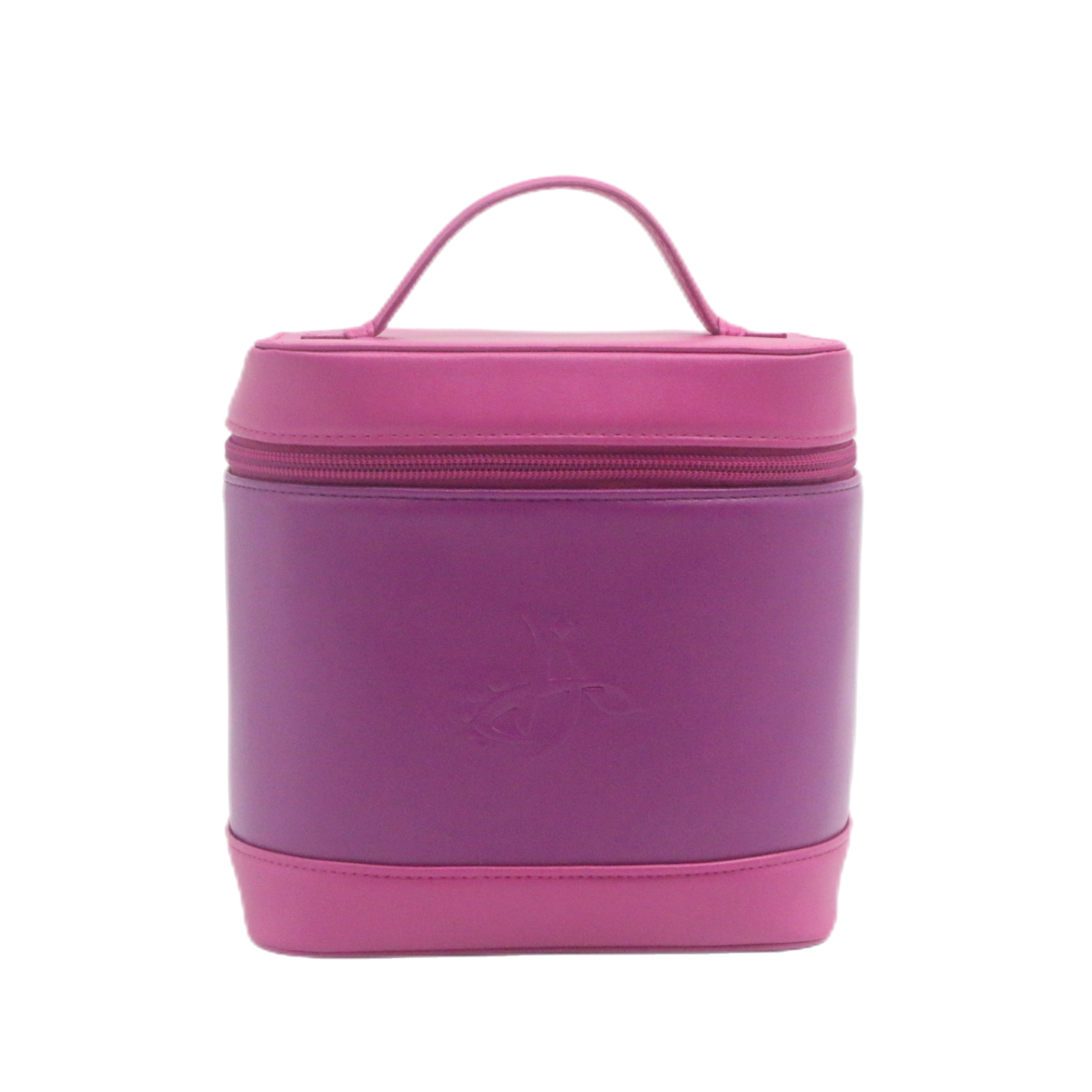 Hot Sale Purple Pink PU Stitching Waterproof Makeup Bag  Large Size Trendy Vegan Leather Handle Women Travel Cosmetic Bag